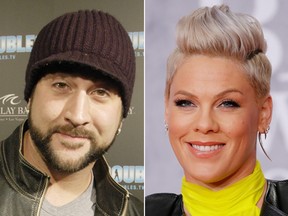 Joey Fatone and Pink.