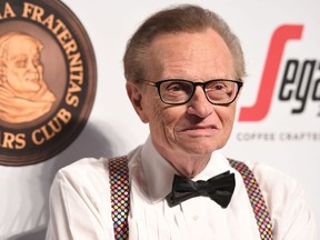 In this file photo taken on September 21, 2016 Larry King attends the Friars Club Honors Martin Scorsese With Entertainment Icon Award at Cipriani Wall Street in New York City.