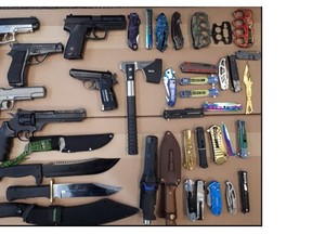 Weapons seized in a raid on an Oshawa home.