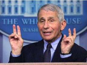 Dr Anthony Fauci, Director of the National Institute of Allergy and Infectious Diseases, speaks during a White House press briefing, conducted by White House Press Secretary Jen Psaki, at the James Brady Press Briefing Room of the White House January 21, 2021 in Washington, DC.