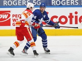 Maple Leafs centre Auston Matthews was held off the scoresheet during Toronto's 3-0 loss to the Calgary Flames on Monday night.