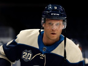 Mikko Koivu of the Columbus Blue Jackets warms up prior to the start of the game against the Florida Panthers at Nationwide Arena on Jan. 26, 2021 in Columbus, Ohio.