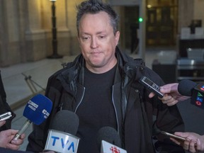 Comedian Mike Ward speaks to the media at the Quebec Appeal Court Wednesday, Jan. 16, 2019 in Montreal.