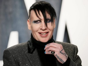 Marilyn Manson attends the Vanity Fair Oscar party in Beverly Hills during the 92nd Academy Awards, in Los Angeles, Feb. 9, 2020.