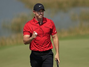 Rory McIlroy of Northern Ireland waves on the second green during the final round of World Golf Championships-Workday Championship at The Concession on Feb. 28, 2021 in Bradenton, Fla.