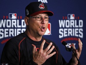 Cleveland Indians manager Terry Francona talks during a news conference, Monday, Oct. 31, 2016 in Cleveland.