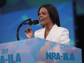 Activist Candace Owens speaks to guests during the NRA-ILA Leadership Forum at the 148th NRA Annual Meetings and Exhibits on April 26, 2019 in Indianapolis, Indiana.