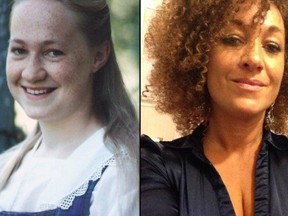 Now, that is allyship! Rachel Dolezal in the early 1990s and after her transformation as a black woman.