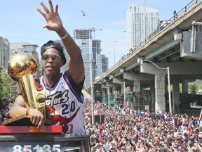 Kyle Lowry at the Raptors Championship parade in Toronto on June 17, 2019.