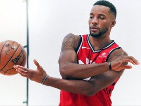 Norman Powell on media day in 2017.