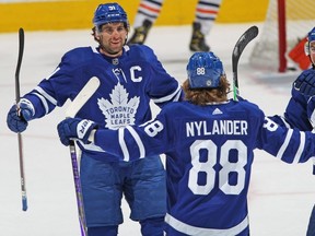 Leafs captain John Tavares scored his 10th goal of the season on Saturday night. Getty Images