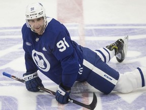 Captain John Tavares at Toronto Maple Leaf practice at the Ford Performance Centre in Toronto on Monday November 25, 2019. Craig Robertson/Toronto Sun/Postmedia Network