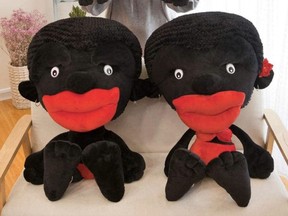 Dolls available for sale on Amazon Canada marketed as Cartoon Chimpanzee Plush Toy Large Funny Couple.