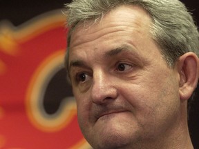 Calgary Flames General Manager Darryl Sutter takes the media's questions at a press conference at the Pengrowth Saddledome in Calgary Wednesday, April 25, 2007. Sutter fielded questions regarding the Flames regular and playoff seasons, as well as the future of the hockey club.n/a ORG XMIT: 20070425sutter_ku0110