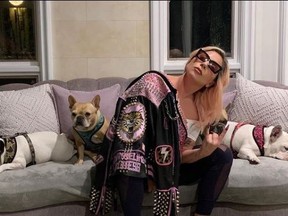 Lady Gaga with her dogs in an image she posted to Instagram March 14, 2020.