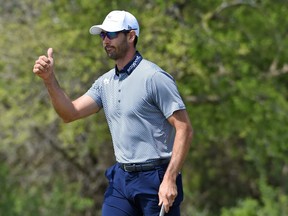 Cameron Tringale reacts to his birdie putt on the second hole during the second round of Valero Texas Open at TPC San Antonio Oaks Course on April 2, 2021 in San Antonio, Texas.