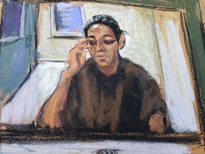 Ghislaine Maxwell appears via video link during her arraignment hearing where she was denied bail in Manhattan Federal Court on July 14, 2020.