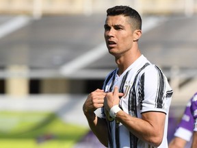 April 25, 2021 Juventus' Cristiano Ronaldo reacts.