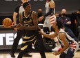 Toronto Raptors forward Pascal Siakam drives to the basket as Washington Wizards guard Ish Smith defends on Thursday night.