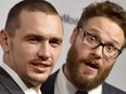 Actors James Franco (L) and Seth Rogen attend the Premiere of Columbia Pictures' "The Interview" at The Theatre at Ace Hotel Downtown LA on December 11, 2014 in Los Angeles, California.