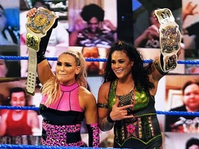 Last Friday’s Smackdown, where Tamina and I won the WWE Women’s Tag Team Championships!