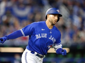 Toronto Blue Jays designated hitter George Springer on Wednesday was placed on the 10-day injured list for the second time this season.