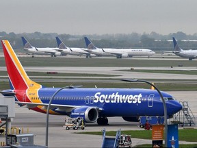 A Southwest Airlines Boeing 737 MAX 8 aircraft is pictured at William P. Hobby Airport in Houston, March 18, 2019.