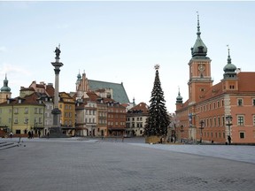 A general view of Castle Square in the Old Town, amid the coronavirus disease (COVID-19) outbreak in Warsaw, Poland December 28, 2020.