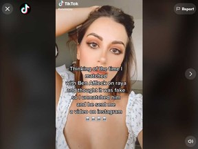 TikTok user Nivine is pictured in a video in which she claims Ben Affleck messaged her on a dating app.