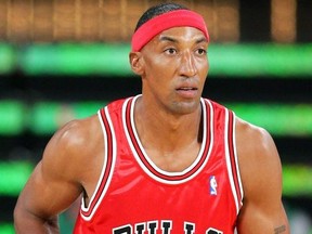 Former Chicago Bulls player Scottie Pippen competes in the Haier Shooting Stars competition during NBA All-Star Weekend at the Thomas & Mack Center February 17, 2007 in Las Vegas, Nevada.