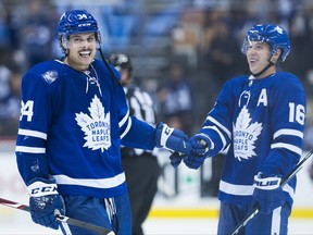 Maple Leafs' Auston Matthews (left) and Mitch Marner have been named all-stars.
