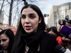 Emma Coronel Aispuro, the wife of Joaquin Guzman, the Mexican drug lord known as "El Chapo", exits the Brooklyn Federal Courthouse during his trial in the Brooklyn borough of New York, Feb. 5, 2019.