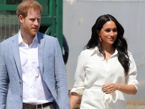 JOHANNESBURG, SOUTH AFRICA - OCTOBER 02: Prince Harry, Duke of Sussex and Meghan, Duchess of Sussex visit a township to learn about Youth Employment Services on October 02, 2019 in Johannesburg, South Africa. (Photo by Chris Jackson/Getty Images)