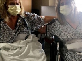 Mylaen Merthe, left, and Debby Neal-Strickland, right, after transplant surgery.