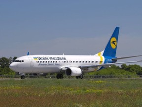 In this photo taken on Saturday, May 26, 2018, showing the actual Ukrainian Boeing 737-800 UR-PSR plane that crashed Wednesday Jan. 8, 2020, on the outskirts of Tehran, Iran, seen here as it waits to takeoff at Borispil international airport outside Kyiv, Ukraine.