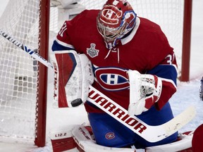 Canadiens goalie Carey Price makes a blocker save during 6-3 loss to the Tampa Bay Lightning in Game 3 of Stanley Cup Final at the Bell Centre.