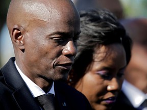 Haiti's President Jovenel Moise and first lady Martine attend a ceremony at a memorial for the tenth anniversary of the January 12, 2010 earthquake, in Titanyen, Haiti, January 12, 2020.