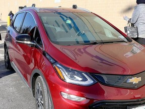 A Chevy Bolt EV is pictured outside the Windsor International Aquatic and Training Centre, Dec. 8, 2017.
