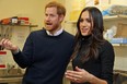 Prince Harry and Meghan Markle during their visit Social Bite on February 13, 2018 in Edinburgh, Scotland.