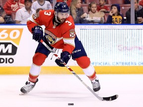 Keith Yandle of the Florida Panthers passes during a game against the Montreal Canadiens at BB&T Center on December 29, 2016 in Sunrise, Fla.