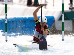 Jessica Fox of Australia competes in the Tokyo 2020 Olympics Canoe Slalom Women's C1 - Final at the Kasai Canoe Slalom Centre in Tokyo, Japan on July 29, 2021.