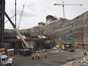 The construction site of the hydroelectric facility at Muskrat Falls, N.L., is seen on July 14, 2015.