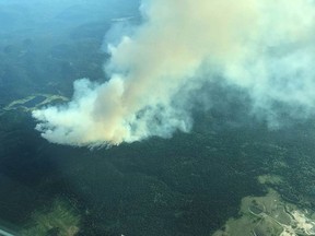 An aerial view of the Sparks Lake wildfire on June 28. A weather expert warns smoke from B.C. fires will be an issue for much of the province into fall.