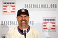 Larry Walker speaks to the media after being elected into the National Baseball Hall of Fame class of 2020 last year.