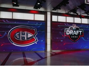 With the 31st pick in the 2021 NHL Entry Draft, the Montreal Canadiens select Logan Mailloux during the first round of the 2021 NHL Entry Draft at the NHL Network studios on July 23, 2021 in Secaucus, New Jersey.