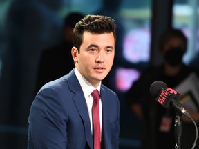 Toronto Raptors general manager Bobby Webster speaks to the media during Media Day at Scotiabank Arena on Sept. 27, 2021.