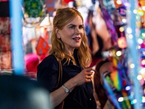Actress Nicole Kidman films a scene in a market in Hong Kong from the Amazon Prime Video series "Expats" on Aug. 23, 2021.