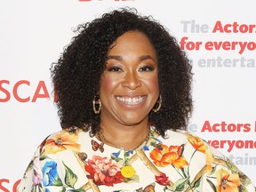 Shonda Rhimes arrives to the Scandal live stage reading of series finale to Benefit The Actors Fund held at El Capitan Theatre on April 19, 2018 in Los Angeles, Calif.