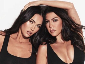 Megan Fox and Kourtney Kardashian are pictured in a photo posted on Kim Kardashian's Instagram account promoting her SKIMS underwear brand.
