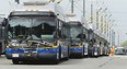 This is a file photo of transit buses in Vancouver.